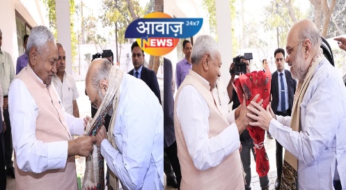 अमित शाह सीएम आवास पहुंचे
